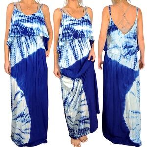 JAPNA Tie Dyed Layered Strappy Maxi Dress